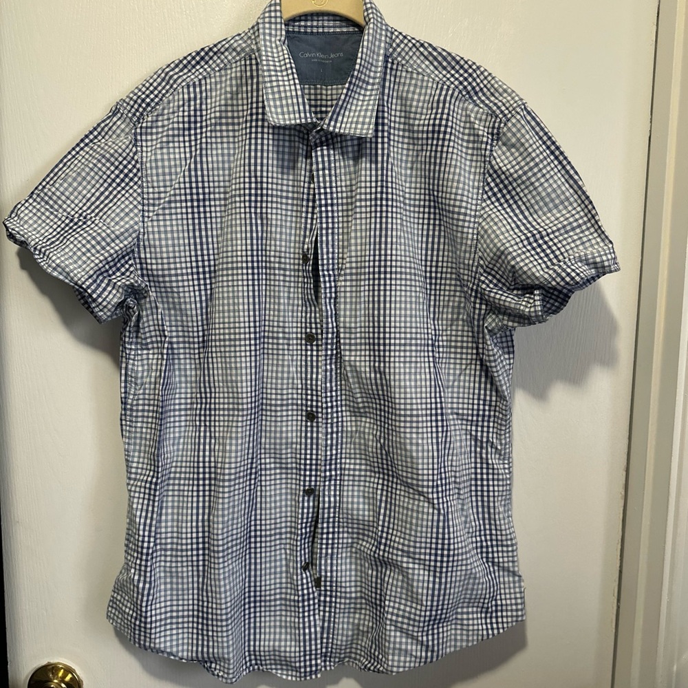 Calvin Klein Jeans Blue and White Checkered Shirt